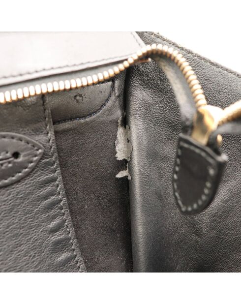 Borsa in pelle trapezoidale nera/blu/beige - Ottime condizioni - 30x24x17 cm