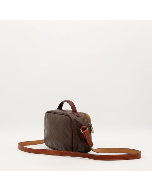 Dunkelbraune Schultertasche aus Macadam-Leder - Guter Zustand - 15x22x10 cm