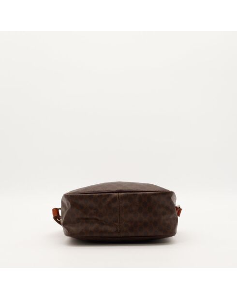 Dunkelbraune Schultertasche aus Macadam-Leder - Guter Zustand - 15x22x10 cm