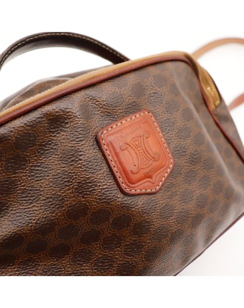 Dunkelbraune Schultertasche aus Macadam-Leder - Guter Zustand - 15x22x10 cm