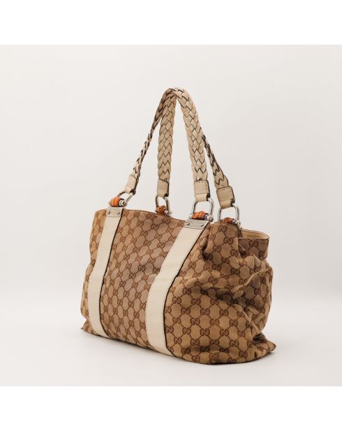 Hellbraune Tragetasche aus Bambusleder - Guter Zustand - 39x28x14 cm