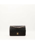 Timeless Double Flap zwarte leren schoudertas - Zeer goede conditie - 25x17x7 cm