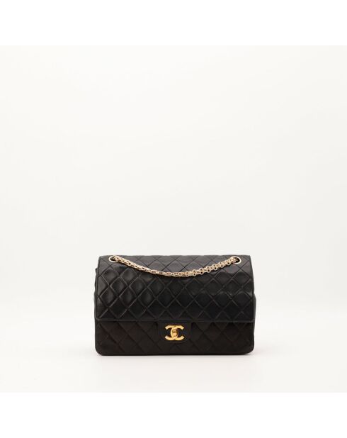 Timeless Double Flap zwarte leren schoudertas - Zeer goede conditie - 25x17x7 cm