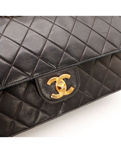 Timeless Double Flap zwarte leren schoudertas - Zeer goede conditie - 25x17x7 cm