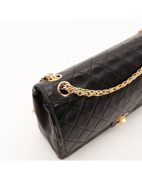 Timeless Double Flap zwarte leren schoudertas - Zeer goede conditie - 25x17x7 cm