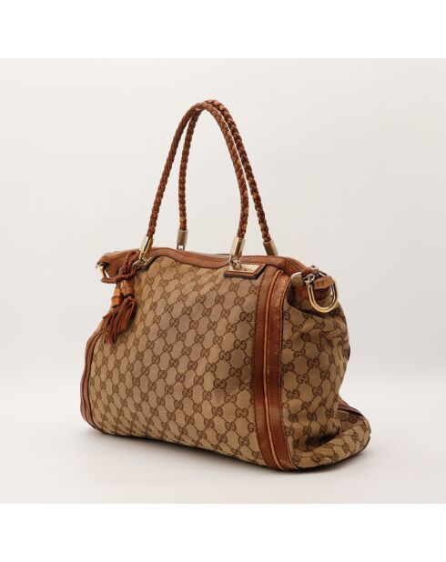 Bolso de piel Bella Bamboo Brown - Buen estado - 40x33x14 cm