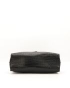 Schwarze Tagestasche aus Leder mit Krokodilprägung - Sehr guter Zustand - 36x25x17 cm