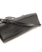 Schwarze Tagestasche aus Leder mit Krokodilprägung - Sehr guter Zustand - 36x25x17 cm