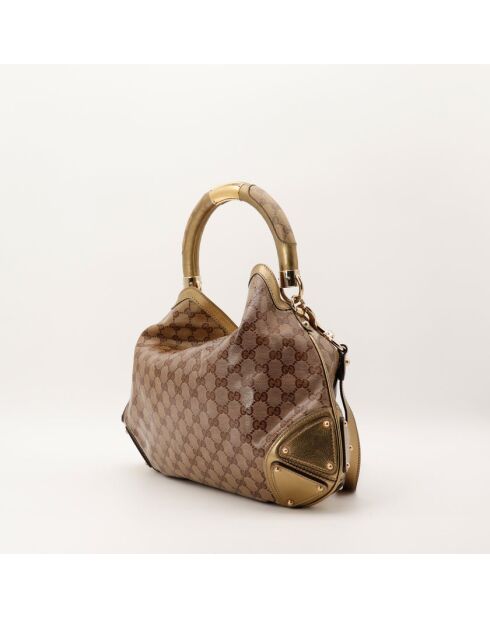 Indy Hobo Ledertasche in Braun/Gold - Guter Zustand - 38x32x2 cm