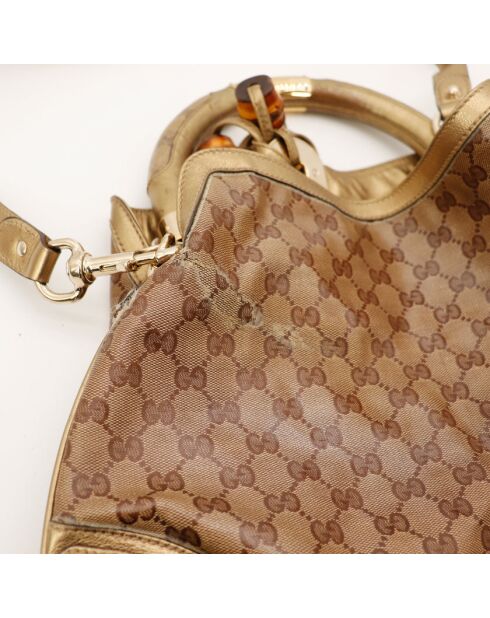 Indy Hobo Ledertasche in Braun/Gold - Guter Zustand - 38x32x2 cm