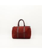 Sac en cuir Boston Suede bordeaux - Bon état - 28x19x16 cm