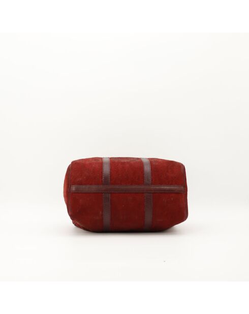 Sac en cuir Boston Suede bordeaux - Bon état - 28x19x16 cm