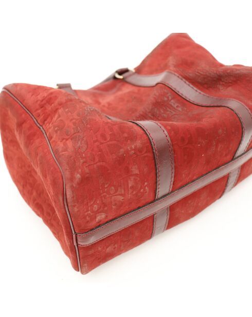 Sac en cuir Boston Suede bordeaux - Bon état - 28x19x16 cm