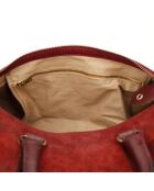 Sac en cuir Boston Suede bordeaux - Bon état - 28x19x16 cm