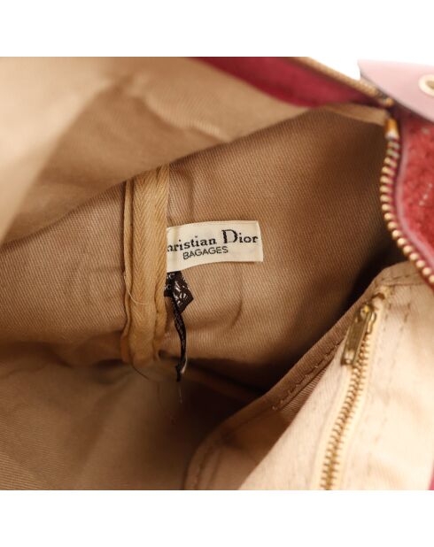 Sac en cuir Boston Suede bordeaux - Bon état - 28x19x16 cm