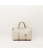 Bolso Boston Joy de piel blanco/plateado - Muy buen estado - 30x21x16 cm