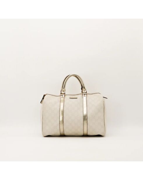 Bolso Boston Joy de piel blanco/plateado - Muy buen estado - 30x21x16 cm
