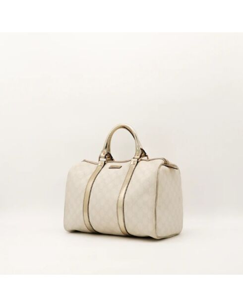 Bolso Boston Joy de piel blanco/plateado - Muy buen estado - 30x21x16 cm