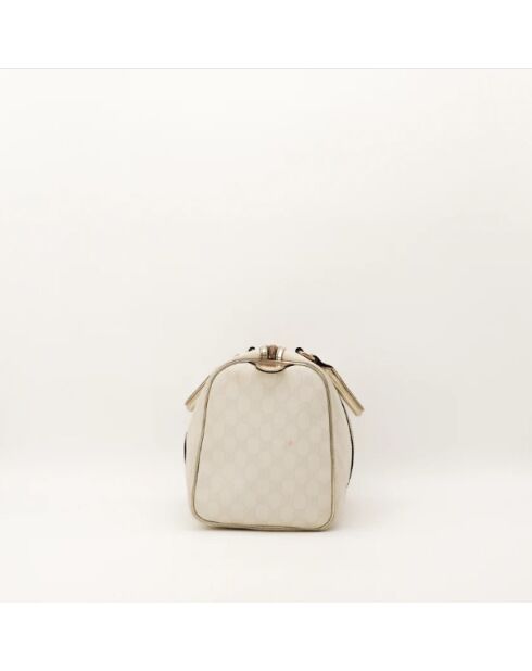 Bolso Boston Joy de piel blanco/plateado - Muy buen estado - 30x21x16 cm