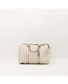 Bolso Boston Joy de piel blanco/plateado - Muy buen estado - 30x21x16 cm