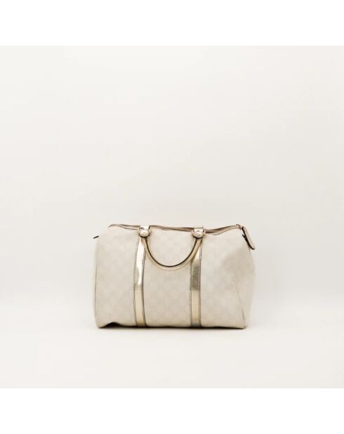 Bolso Boston Joy de piel blanco/plateado - Muy buen estado - 30x21x16 cm