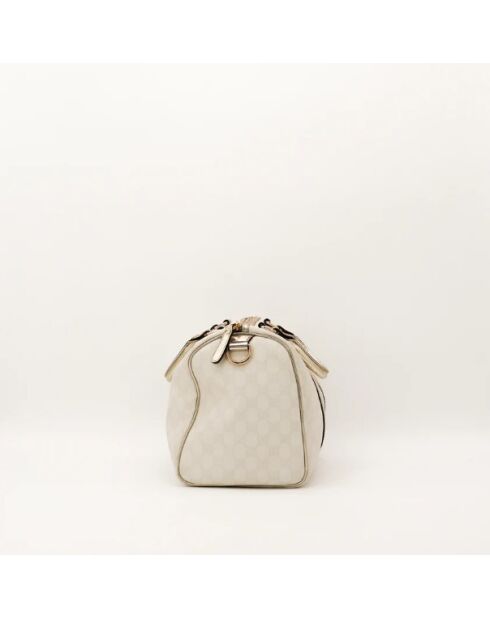 Bolso Boston Joy de piel blanco/plateado - Muy buen estado - 30x21x16 cm