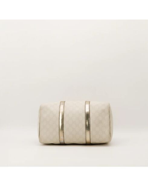 Bolso Boston Joy de piel blanco/plateado - Muy buen estado - 30x21x16 cm