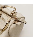 Bolso Boston Joy de piel blanco/plateado - Muy buen estado - 30x21x16 cm
