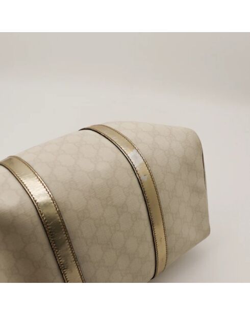 Bolso Boston Joy de piel blanco/plateado - Muy buen estado - 30x21x16 cm