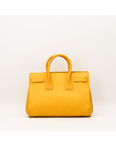 Kleine gelbe Ledertasche - Sehr guter Zustand - 36x28x16 cm