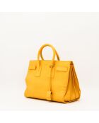 Kleine gelbe Ledertasche - Sehr guter Zustand - 36x28x16 cm