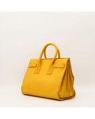Kleine gelbe Ledertasche - Sehr guter Zustand - 36x28x16 cm