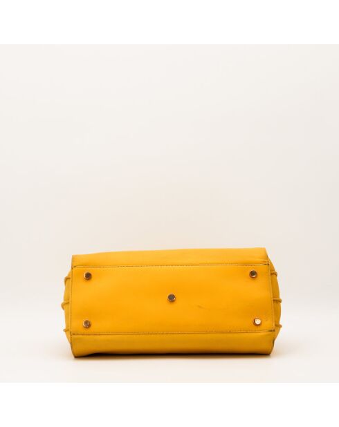 Kleine gelbe Ledertasche - Sehr guter Zustand - 36x28x16 cm