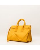 Kleine gelbe Ledertasche - Sehr guter Zustand - 36x28x16 cm