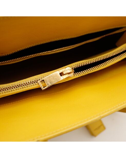 Kleine gelbe Ledertasche - Sehr guter Zustand - 36x28x16 cm