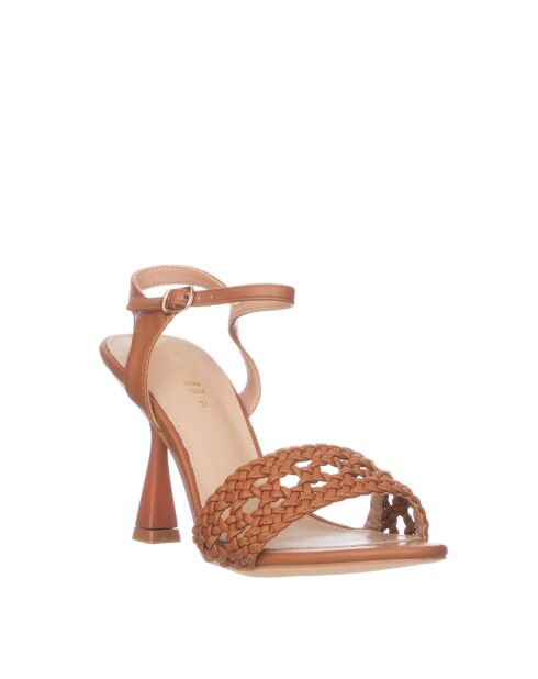 Braune Sandalen mit weichem Absatz — 8 cm Absatz
