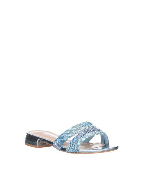 Sandali in laminato blu chiaro