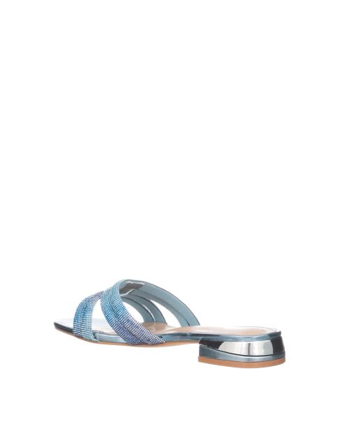 Sandali in laminato blu chiaro