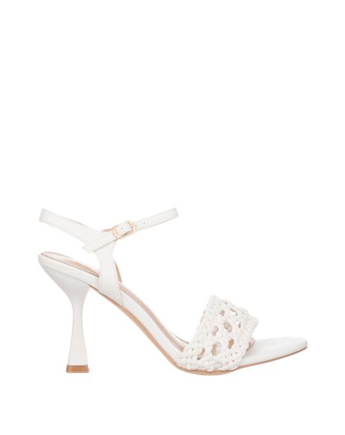 Witte sandalen met zachte hak - hak van 8 cm