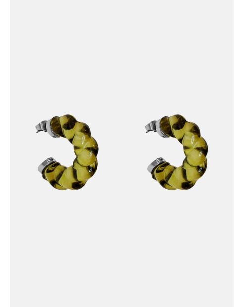 Boucles d'oreilles Ivana argenté/Vert/Pin
