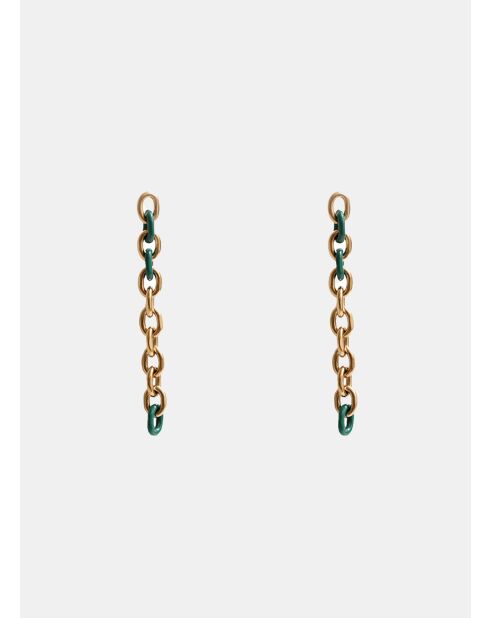 Boucles d'oreilles Cygnus doré/Vert