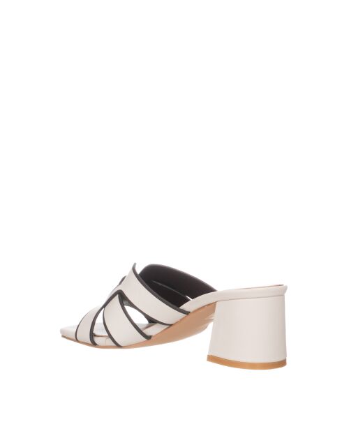 Wit/bruine sandalen met zachte hak - hak van 6 cm