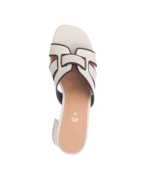 Wit/bruine sandalen met zachte hak - hak van 6 cm