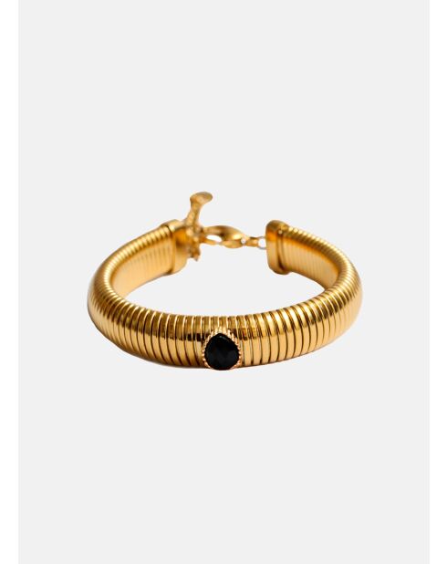Freya Armband aus goldenem und schwarzem Onyx