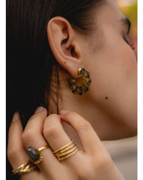 Boucles d'oreilles Ivana doré/Vert/Clip