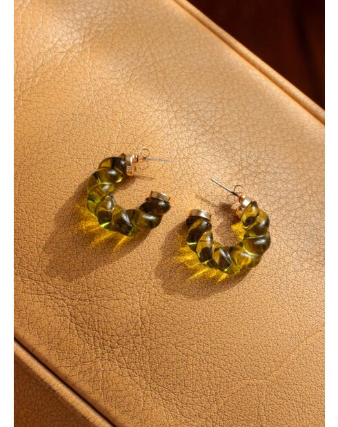 Boucles d'oreilles Ivana doré/Vert/Clip