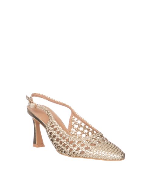 Sandalen mit laminiertem Platin-Absatz — 8 cm Absatz