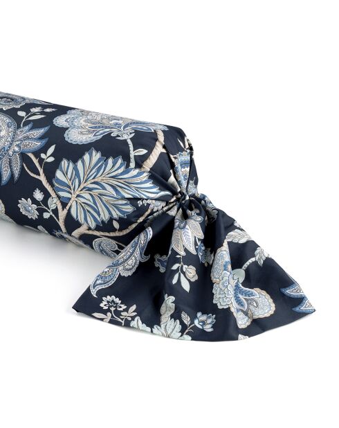 Taie de traversin satin de coton Kashmir bleu foncé - 43x210 cm