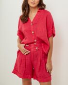 Shirt van 100% linnen Marshmallow Coral