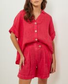 Shirt van 100% linnen Marshmallow Coral